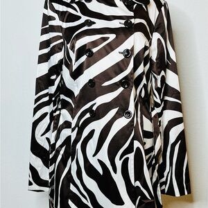 BCX Boutique Zebra Print Double-Breasted Coat